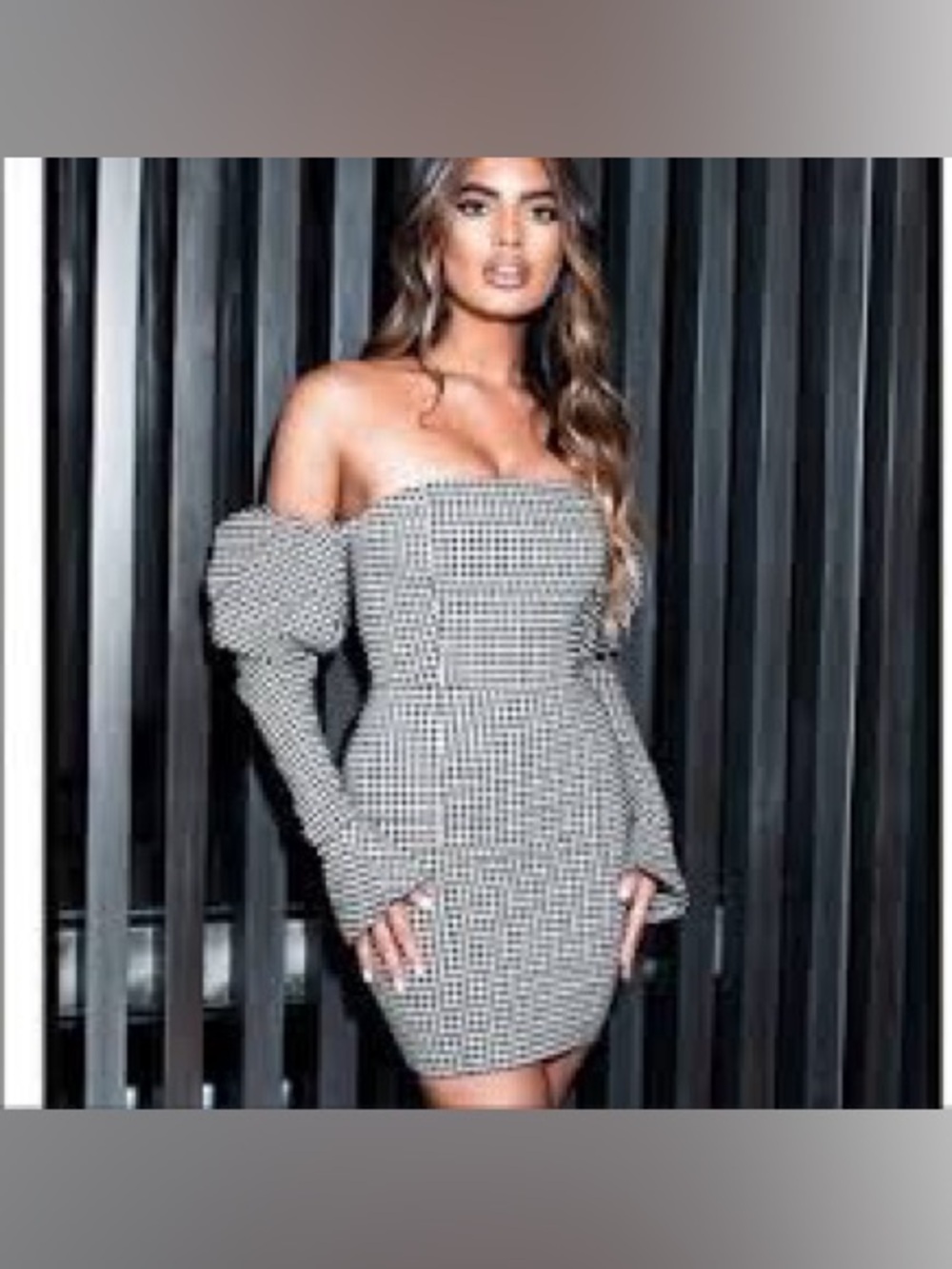 Naked WardrobeThe Statement Black & White Gingham BodyCon Dress Size Medium